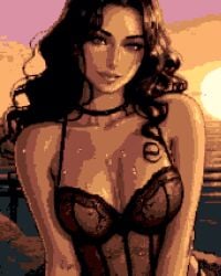 beach big_breasts breasts corset corset_bra latina latina_female latina_milf lingerie lingerie_bra milf
