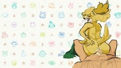 animal_crossing big_ass big_ass_(female) chubby_female cum cum_in_pussy cum_inside furry furry_female isabelle_(animal_crossing) looking_back naked reverse_cowgirl_position thick thick_ass