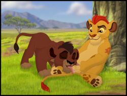 2boys animal_genitalia anus balls disney duo feline gay kaion kion kovu licking lion lion_cub male male_only mammal penis the_lion_guard the_lion_king tongue tongue_out yaoi