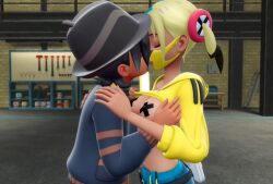 1boy 1girl 3d ai_generated animated aqua_hair belly_button blue_eyes blue_hair boobs_out boy bra breasts breasts_out canari_(pokemon) canary_(pokemon) clothes couple couple_(romantic) couple_love criss-cross_straps dark-skinned_female dark-skinned_male dark_skin female floor game_freak girl grok grok_(x) hat in_game in_game_model in_love kiss_on_lips kissing lips male mouth_mask multicolored_clothing multicolored_mask naked naked_female nintendo nintendo_switch nintendo_switch_2 nudism open_clothes pants pants_down passionate pasties pokegirl pokemon pokemon_legends pokemon_legends:_z-a protagonist_(pokemon) sexy sexy_body short_hair showing_breasts split-color_hair store streamer sweet tagme teenage_girl teenager teenager_boy tongue tools twintails unclothing underwear video white_underwear yallahs80 yellow_hair yellow_jacket yellow_jacket_(clothing) yellow_mask young younger_female younger_male