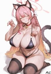 1girls ai_generated bikini blue_archive breasts cat_ears catgirl female halo hanako_(blue_archive) hi_res hips huge_breasts light-skinned_female light_skin long_hair mocase naughty_face pink_hair stable_diffusion tail thick_thighs thighs wide_hips