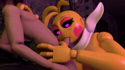 3d 3d_model animatronic animatronic_female blowjob chiken five_nights_at_freddy's fnaf glowing_eyes nightbotgrey toy_chica_(fnaf)