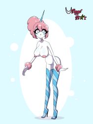adventure_time adventure_time(oc) breasts cotton_candy_princess fan_character high_heel_boots high_heels nipples nude oc pink_hair thigh_boots unicorn_horn usagi_star