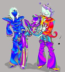 blue_hair deltarune deltarune_chapter_2 deltarune_chapter_3 gay little_penis male male/male mettaton mettaton_ex purple_hair robot rouxls_kaard tenna_(deltarune) threesome tv_face undertale