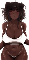 1girls breasts brown_hair cat_ears catgirl dark-skinned_female dark_skin female hi_res hips huge_breasts kevbot long_hair original original_character tank_top thick_thighs thighs wide_hips