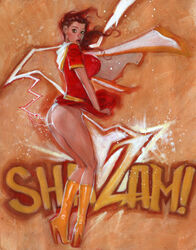 1girls ass big_breasts breasts dc dc_comics electricity female female_only mark_beachum mary_batson mary_marvel shazam_(series) solo synthetikxs tagme title