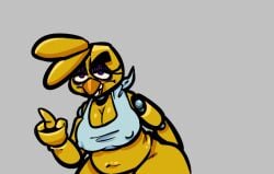 breasts chica_(fnaf) chica_(fnaf1) chica_(fnaf_1) classic_chica_(fnaf) cleavage female five_nights_at_freddy's fnaf nipple_bulge purple_eyes repairfag