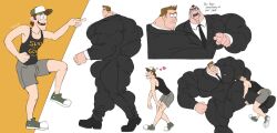 agent_powers balls bara big_balls big_muscles big_penis bulge clothing flaccid fully_clothed gay gravity_falls hugging_leg jeff_trigger male male_only muscles muscular penis remert size_difference text