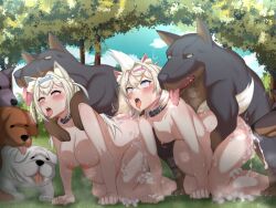 2girls 6animals ahe_gao animal_ears animal_genitalia blonde_hair blue_eyes breast_size_difference breasts canine canine_penis female feral feral_on_female fuwamoco fuwawa_abyssgard group group_sex hi_res hololive hololive_english hololive_english_-advent- interspecies large_breasts light-skinned_female light_skin long_hair male medium_breasts mococo_abyssgard morris naked_collar nude nude_female pink_eyes pregnant sex short_hair siblings sisters sweat tail uncensored virtual_youtuber zoophilia