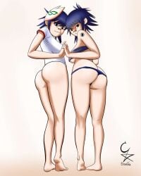 2girls cockstar_studios cyborg_noodle gorillaz multiple_girls noodle_(plastic_beach) presenting_ass presenting_hindquarters