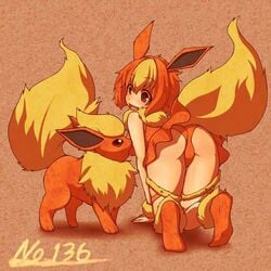 ambiguous_gender female flareon humanized_pokemon moemon panties pokemon pokemon_(species) upskirt