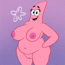 1girls ai_generated anthro breasts chubby chubby_female eyelashes female female_only genderswap_(mtf) looking_at_viewer nickelodeon nipples nude patrick_star pink_body pink_skin pussy rule_63 solo solo_female spongebob_squarepants stable_diffusion starfish