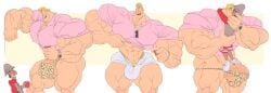 balls bara big_balls big_muscles big_penis blush bulge clothing flaccid fully_clothed gay jay_(sprite_fright) kissing male male_only muscles muscular penis remert rex_(sprite_fright) size_difference sprite_fright