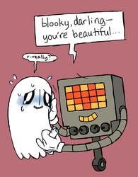 ambiguous_gender clothing cousins crying duo erection ghost gloves handjob incest machine male mettaton napstablook open_mouth penis sex simple_background spirit tears text tinybeasts uncut undertale video_games