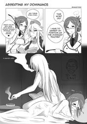 10s 2girls :t absurdres after_rape ashtray bad_id barack_obama book cigar comic crying english fume glasses greyscale grin highres historical_event instant_loss_2koma iowa_(kantai_collection) kantai_collection katori_(kantai_collection) lying monochrome multiple_girls nude on_side pout revision riding_crop ruined_for_marriage smile smoking tears trembling wangphing yes_we_can yuri