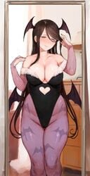 1girls big_breasts breasts brown_hair c.cu cleavage clothing cosplay darkstalkers female female_only large_breasts leotard long_hair looking_at_viewer medium_breasts morrigan_aensland morrigan_aensland_(cosplay) pantyhose slightly_chubby solo wide_hips