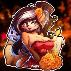 1girls 2d 2d_(artwork) anthro anthro_female anthro_focus anthro_only artist_logo artist_name big_boobs big_breasts blue_eye boobs breasts candle dress elizabeth_fox eyebrows eyelashes eyes eyeshadow female female_anthro female_focus female_only flower_in_hair flowers fox fox_ears fox_girl fox_tail fur green_eyeshadow high_quality high_resolution highres lips long_hair long_hair_female mask_(marking) oc original_character png red_dress red_eye red_lips red_lipstick slim_waist solo solo_female solo_focus thin_waist viejillox waist