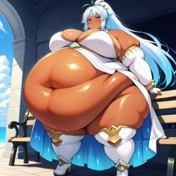 ai_generated belly big_breasts dark_skin exausted huge_belly morbidly_obese morbidly_obese_female nintendo perun_(xenoblade) thick_thighs thighs xenoblade_(series) xenoblade_chronicles_2