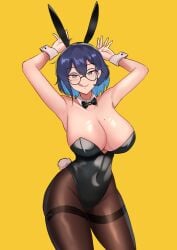 1girls adult adult_female arm_above_head arm_up armpit armpit_peek armpits arms_above_head arms_up belly belly_button bewitching_thighs birthing_hips black_bowtie black_bunny_ears black_bunnygirl_costume black_bunnysuit black_hairband black_legwear black_leotard black_pantyhose black_stockings black_topwear blue_eyebrows blue_eyes blue_eyes_female blue_hair blue_hair_female bowtie breasts bunny_ears bunny_tail bunnygirl bunnygirl_outfit bust_cup busty busty_female busty_girl child_bearing_hips cleavage collar collarbone dot_nose elbows fair_skin female female_focus female_only fertile_hips fingers glasses glasses_on_face glasses_on_head hair_between_eyes hairband hairless_armpits hand_above_head hand_up hands_above_head hands_up high_resolution highres horny horny_expression horny_eyes horny_face horny_female horny_smile hourglass_figure large_breasts lean_body lean_figure legs legwear leotard light-skined_female light-skinned light-skinned_female light_skin light_skin_female light_skinned light_skinned_female lips looking_at_viewer mature mature_female medium_hair meru_(twt_zet) midriff mole mole_on_breast narrow_waist navel original original_art original_artwork original_character pantyhose shaved_armpits shiny_breasts shiny_hair shiny_skin short_hair shoulders simple_background slender_body slender_waist slim_girl slim_waist smooth_armpits smooth_skin solo standing stockings thick_thighs thighs thin_waist tongue tongue_out topwear upper_body v-line white_collar white_wrist_cuffs wide_hips wrist_cuffs zet_(twt_zet)