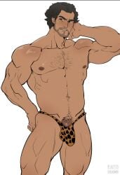 adachi_koichi bara barely_clothed barely_covered brown_hair daddy dilf hairy hairy_chest kaito_draws leopard_print male_only marvel masculine_male muscular muscular_arms muscular_legs muscular_male older_male partially_clothed partially_clothed_male partially_nude partially_undressed rugged scantily_clad skimpy skimpy_clothes solo_male speedo thong thong_bikini thong_only yakuza_(series)