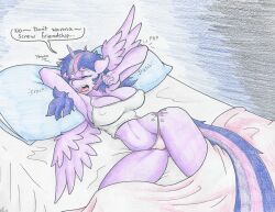 anthro bed big_breasts breast_bulge breasts female female_focus female_only flicker-show furry my_little_pony my_little_pony_friendship_is_magic navel nipple_bulge thick_thighs thigh_bulge twilight_sparkle_(mlp)