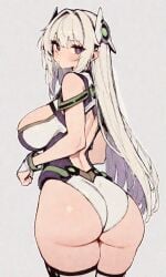 ai_generated big_ass big_breasts female female female female_focus hair_ornament leotard long_hair one_piece_suit rcos solo solo_female solo_focus thick_ass thick_thighs white_hair