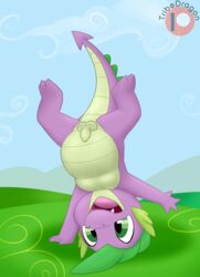 balls charmandrigo dragon flaccid foreskin friendship_is_magic handstand male_only my_little_pony penis slightly_chubby smooth_skin spike_(mlp)