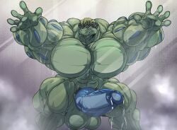 2021 5_fingers absurd_res anthro balls bathing big_balls big_muscles big_pecs big_penis blue_penis erection fierglief fingers generation_1_pokemon genitals green_balls green_body grin hi_res huge_balls huge_cock huge_muscles huge_pecs hyper hyper_balls hyper_genitalia hyper_muscles hyper_pecs hyper_penis looking_at_viewer machoke male muscular nintendo nude pecs penis pokemon pokemon_(species) shiny_pokemon shower showering smile solo standing