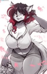 1girls 2020 2d 2d_(artwork) angelica_fox_(viejillox) anthro anthro_female anthro_focus anthro_only artist_logo artist_name big_breasts black_eyebrows black_eyelashes breasts clothed clothed_female eyebrows eyelashes female female_anthro female_focus female_only flowers fox fox_ears fox_girl fox_tail huge_breasts huge_thighs jeans_shorts long_hair long_hair_female mature mature_anthro mature_body mature_female mature_figure mature_woman milf oc original_character pierced_ears piercing red_eyes red_eyes_female shirt solo solo_female thick_thighs thighs twitter_link twitter_logo twitter_username viejillox