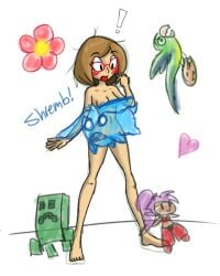 3ds bunny censored creeper creeper_(minecraft) mythcaz naked nikki_(swapnote) shantae swapnote