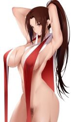 1girls big_breasts bottomless breasts curvaceous curvy curvy_female fatal_fury female female_focus female_only huge_breasts king_of_fighters kippuru large_breasts light-skinned_female light_skin long_hair looking_at_viewer mai_shiranui partially_clothed partially_clothed_female slim_waist solo solo_focus thick_thighs thighs wide_hips