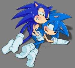 2boys anal animal_genitalia animal_penis blush clonecest male/male male_only selfcest solo sonic_the_hedgehog soniccest sweat