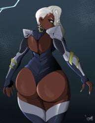 1girls african african_female ass back_view big_ass dark-skinned_female dark_skin female huge_ass indralvspaizuri marvel marvel_rivals solo storm_(marvel_rivals) storm_(x-men) white_hair wide_hips x-men