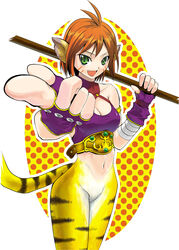 bottomless bracers breath_of_fire cat_ears cat_tail clothing green_eyes katt no_panties orange_hair pole red_hair staff