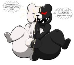 absurd_res anthro ass balls bear big_butt bodily_fluids commanding_viewer cum cum_drip cum_on_face cum_on_penis cumshot danganronpa dialogue dripping ejaculation genital_fluids genitals hi_res knees_up laugh male male_only mammal masturbation monokuma motion_lines onomatopoeia open_mouth penis perineum sharp_teeth sitting solo sound_effects spike_chunsoft spread_legs spreading teeth tepigfan101 text