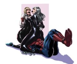 1boy 1boy2girls 2022 2girls 2girls1boy abdominals abs arms_behind_back ass athletic athletic_male ball_gag ball_gagged big_breasts black_ball_gag black_cat_(marvel) black_gag blonde_female blonde_hair blue_eyes bodysuit bondage bound bound_and_gagged bound_ankles bound_wrists breasts color colored curvaceous curvaceous_body curvaceous_female curvaceous_figure curvaceous_hips curvy curvy_body curvy_female curvy_figure curvy_hips dr_potemkin felicia_hardy female gag gag_in_mouth gagged gagged_female gagging ghost_spider gwen_stacy h_potemkin hips huge_breasts kneeling large_breasts light-skinned_female light_skin male marvel marvel_comics massive_breasts mouth_gag mouth_gagged peter_parker pinup seductive seductive_look shiny shiny_clothes sitting sitting_on_face sitting_on_person skin_tight spider-gwen spider-man spider-man_(series) superheroine thick thick_breasts thick_hips thick_thighs tied tied_and_gagged tight_clothes tight_clothing unmasked unseen_male_face voluptuous voluptuous_female white_hair wide_hips
