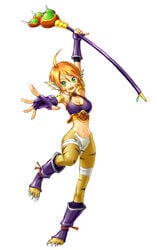 animal_feet bracers breath_of_fire cat_ears clothing green_eyes katt no_panties orange_hair pole red_hair staff