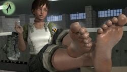 3d animated athletic_female barefoot crossed_ankles crossed_feet feet feet_focus fireblaze12 foot_fetish foot_focus meaty_soles no_sound presenting_feet rebecca_chambers resident_evil resident_evil_0 shoes_removed short_hair soles sweaty_feet tagme toes video