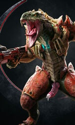 16:9 2017 3d alien armor ass claws clothed clothing edit erection fangs gun hi_res lizard male monster penis quake ranged_weapon reptile rule_63 scalie screencap shiny solo solo_male sorlag teeth unknown_artist video_games weapon