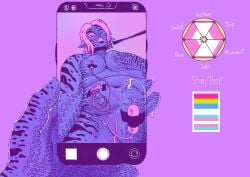 anthro belly big_breasts blue_body breasts cephalopod coleoid cuttlefish decapodiform egg_vibrator electronics gynomorph hi_res intersex marine mollusk omnisexualotter phone phone_screen sex_toy slightly_chubby solo striped_body stripes vibrator wet wet_body whip_mark