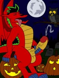 american_dragon:_jake_long avian balls bird branch cemetery claws cum cumshot disney dragon ejaculation feet food fruit halloween holidays jack-o-lanterns jake_long male male_only masturbation moon orgasm owl paws penis pumpkin sitting tbfm tongue wings