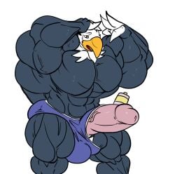 2020 4_fingers absurd_res accipitrid accipitriform animal_crossing anthro apollo_(animal_crossing) avian balls balls_expansion bara beak big_balls big_muscles big_penis bird black_balls black_body black_fur bodily_fluids clothed clothing eagle erection expansion fierglief fingers fur genital_expansion genitals growth hi_res huge_balls huge_cock huge_muscles hyper hyper_balls hyper_genitalia hyper_muscles hyper_penis male male_only muscle_growth muscular nintendo penis penis_expansion pink_penis simple_background solo standing stretched_clothing sweat underwear underwear_only vein veiny_muscles veiny_penis white_background