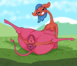 animal_genitalia anus blue_hair blush breasts centaurworld elewdfurs glendale_(centaurworld) nipples pussy spreading spreading_ass spreading_pussy