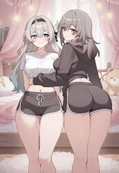 ai_generated clothed female firefly_(honkai:_star_rail) honkai:_star_rail hoyoverse lesbian looking_at_viewer sidillusts sleepover stelle_(honkai:_star_rail) trailblazer_(honkai:_star_rail) yuri