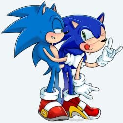 2boys anal animal_genitalia animal_penis blush clonecest male male/male male_only selfcest solo sonic_adventure_2 sonic_the_hedgehog soniccest tounge_out