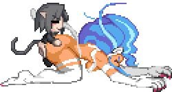 1boy 1girls animated ass ballsack bent_over big_ass big_hair black_hair blue_hair bottomless breasts capcom cat_ears closed_eyes crossover darkstalkers doggy_style felicia felicia_(darkstalkers) female female_penetrated gif gray_hair huge_ass large_ass larger_female light-skinned_male m.u.g.e.n male melty_blood neco-arc_chaos pixel_(artwork) pixel_animation pixel_art powpink09 puffy_hair sex sex_from_behind smaller_male straight tail tail_motion tan_skin tan_skinned_female tiny_male transparent_background type-moon white_cat_ears