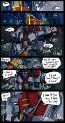 2015 alien ambulon_(transformers) autobot blue_eyes blush clitoris closed_eyes comic cybertronian dialogue digital_media_(artwork) duo english_text erection finger_biting finger_fuck fingering glowing hallway heart hi_res humanoid humanoid_penis living_aircraft living_machine locker locker_room machine making_out male on_table open_mouth penetration penis pharma_(transformers) pussy pussy_juice robot schandbringer sex simple_background sound_effects speech_bubble spread_legs spreading standing steam table teeth text tongue transformers vaginal_penetration window yellow_eyes