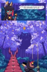 andre_(cuchuflin) berry black_hair comic comic_page cuchuflin dark-skinned_male fruit kankaku_shadan pokemon pokemon_(species) scolipede tagme tree