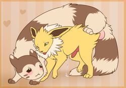 anal anal_sex blush cum cum_while_penetrated eeveelution furret jolteon knot larger_male looking_pleasured male male_penetrating nintendo penetration penis pokémon_(species) pokemon pokemon_(species) size_difference skittycrusader video_games yaoi