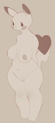 anthro anthrofied areola biped breasts female full-length_portrait generation_1_pokemon genitals hi_res lazybracket nintendo nipples nude pikachu pokemon pokemon_(species) pokemorph portrait pussy simple_eyes smile solo tail